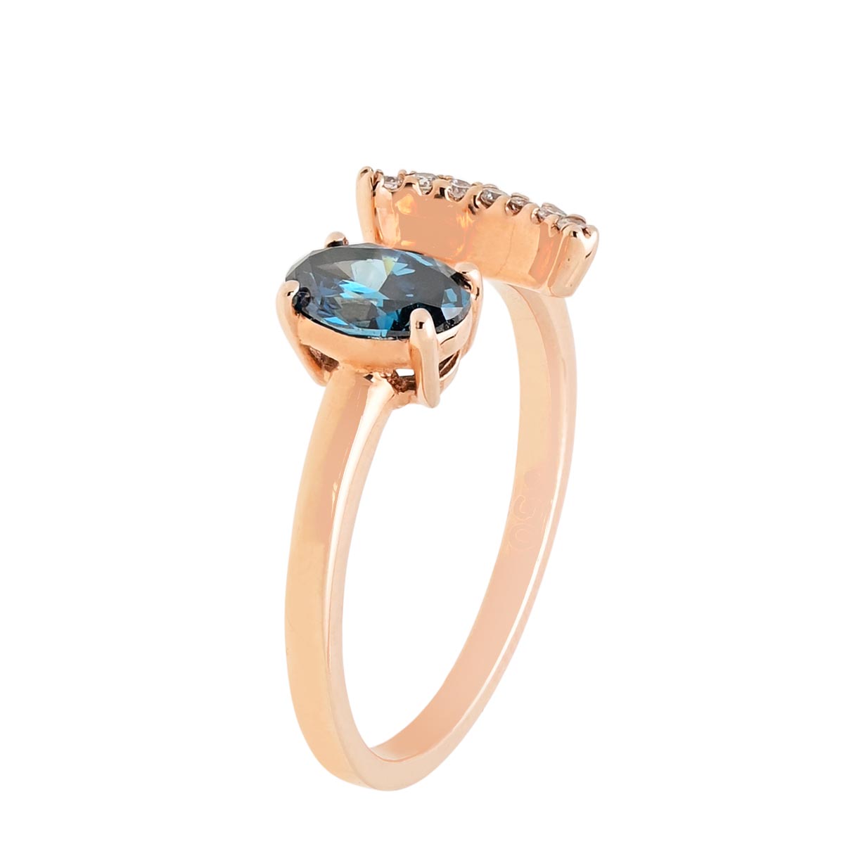 Blue and White Diamond Fashion Ring in 14kt Rose Gold (5/8ct tw)