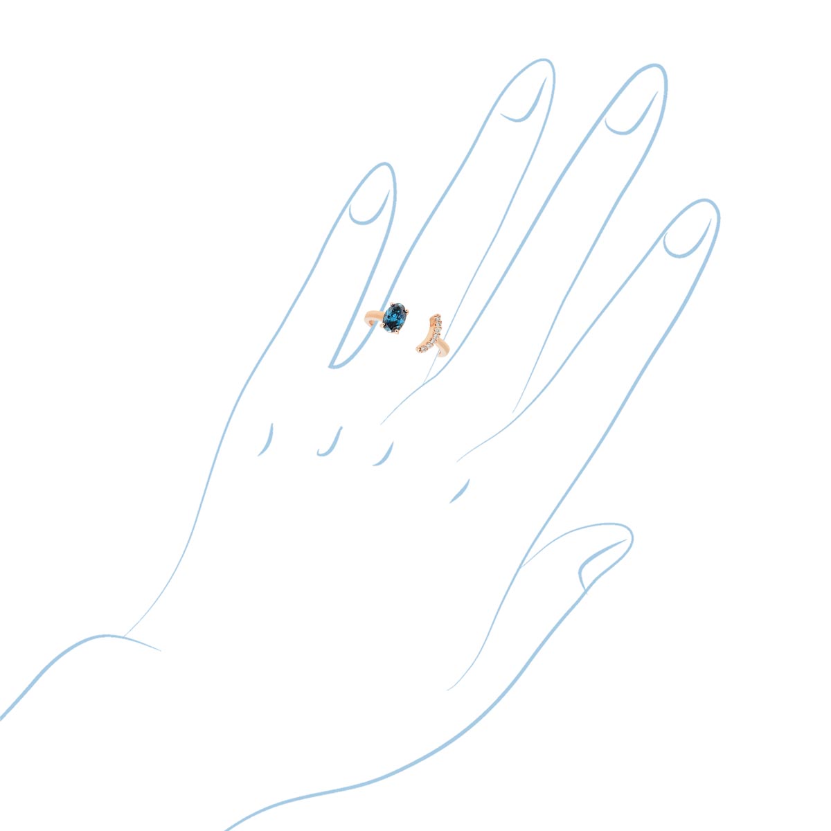 Blue and White Diamond Fashion Ring in 14kt Rose Gold (5/8ct tw)