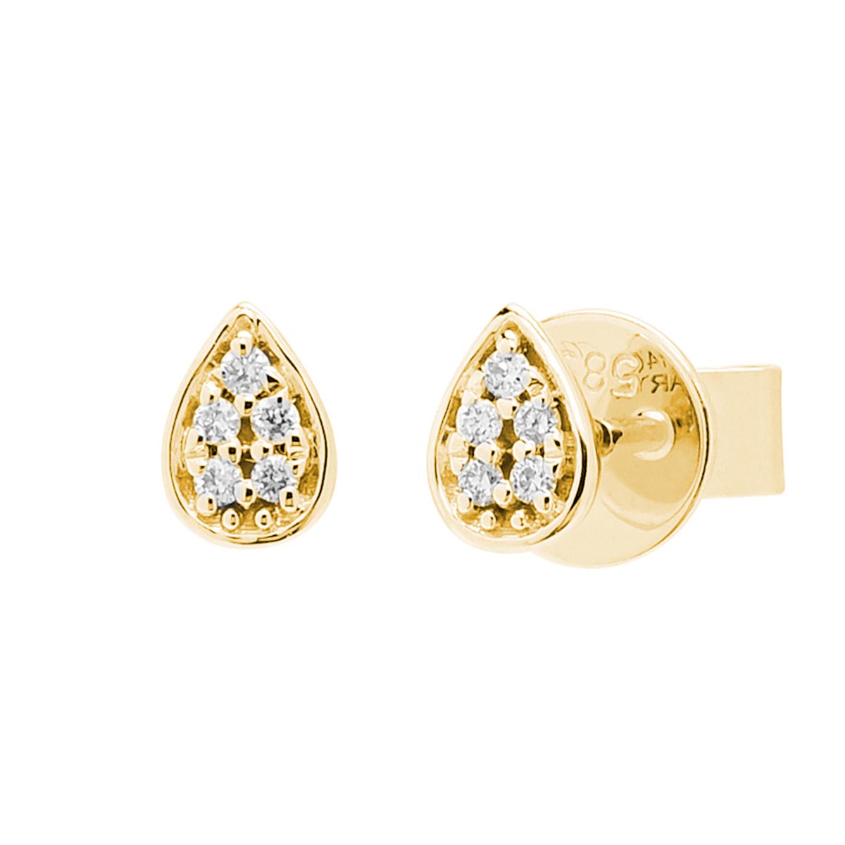 Diamond Pear Shape Earrings in 14kt Yellow Gold (1/20ct tw)