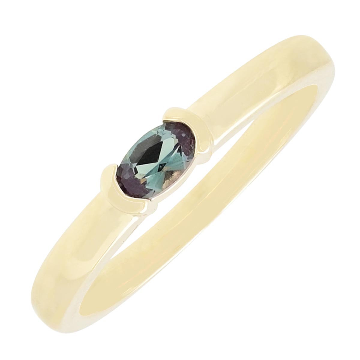 Created Alexandrite Ring in 14kt Yellow Gold