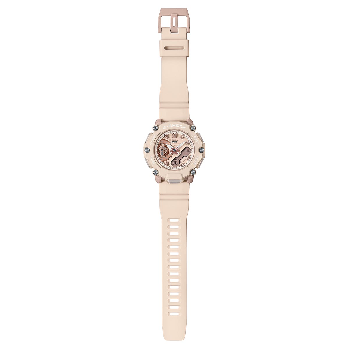 G Shock Womens Watch with Pink Dial and Pink Resin Strap (quartz movement)