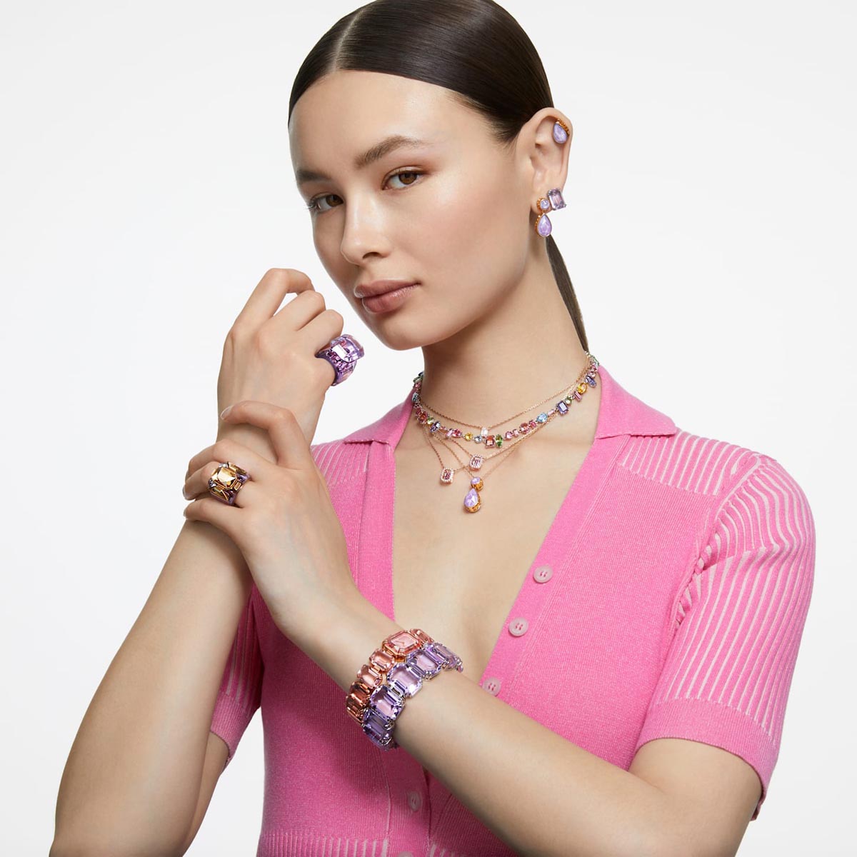 Swarovski Crystal Purple Millenia Stud Earrings
