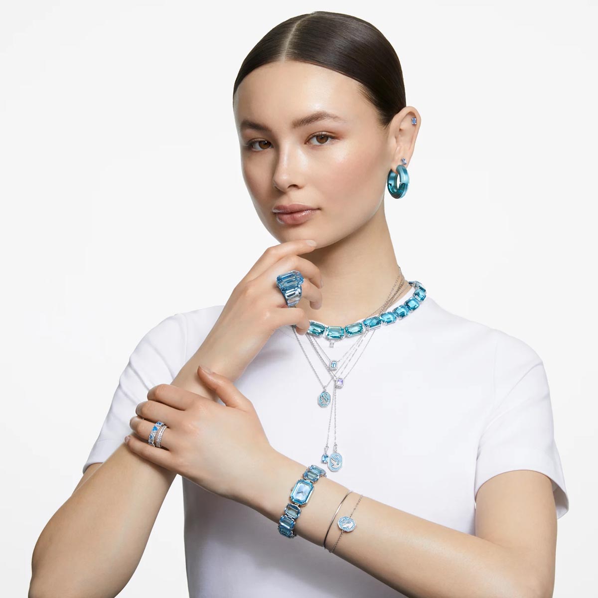 Swarovski Crystal Blue Millenia Layered Necklace