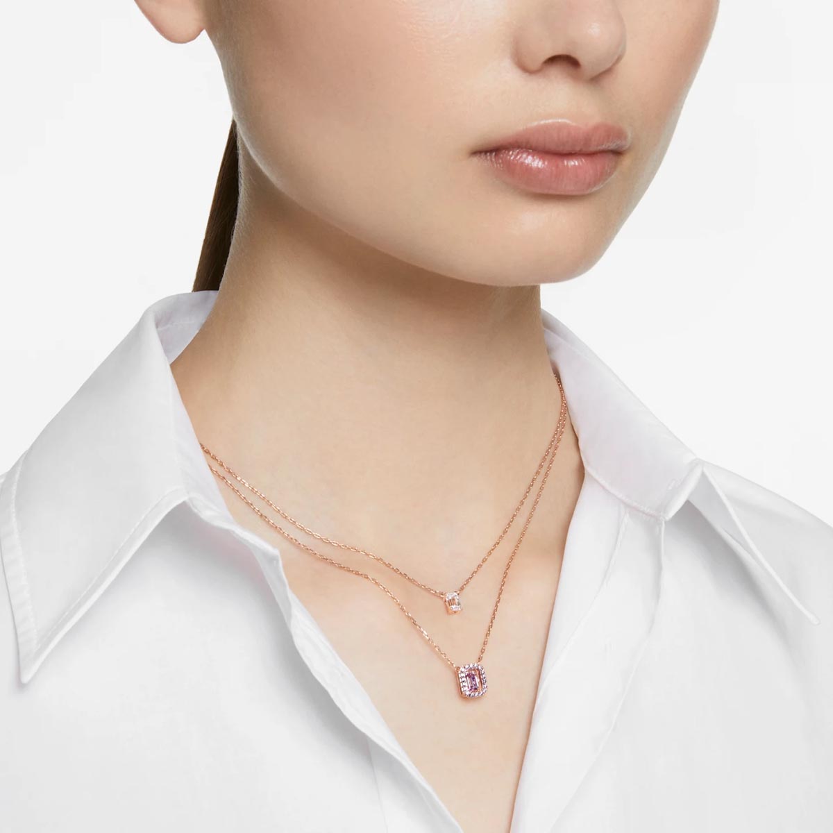 Swarovski Crystal Pink Millenia Layered Necklace