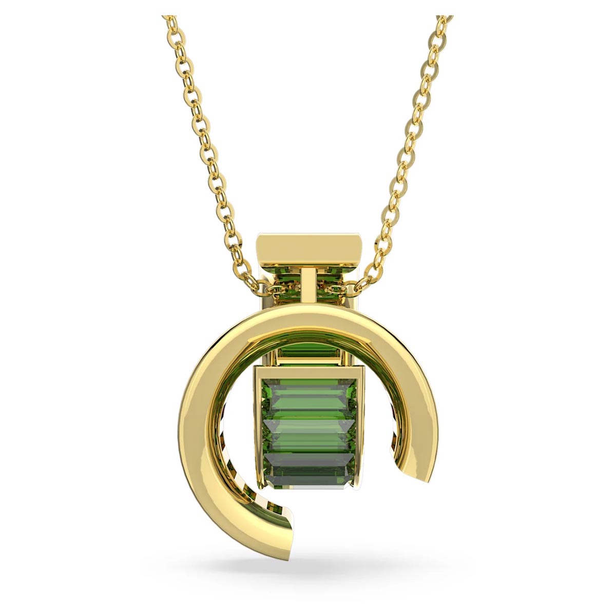 Swarovski Green Crystal Matrix Necklace in Yellow Tone Metal