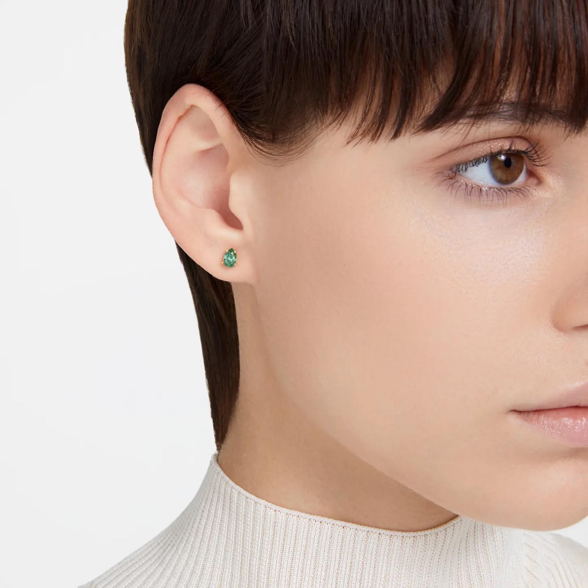 Swarovski Crystal Green Pear Shape Stilla Stud Earrings