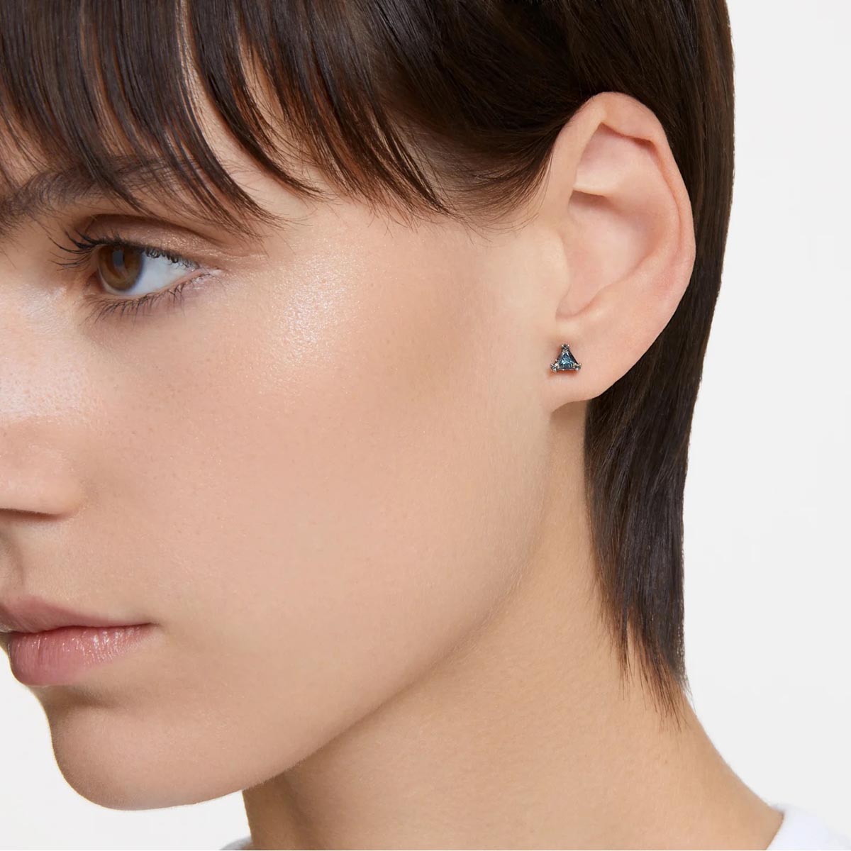 Swarovski Crystal Black Triangle Stilla Stud Earrings