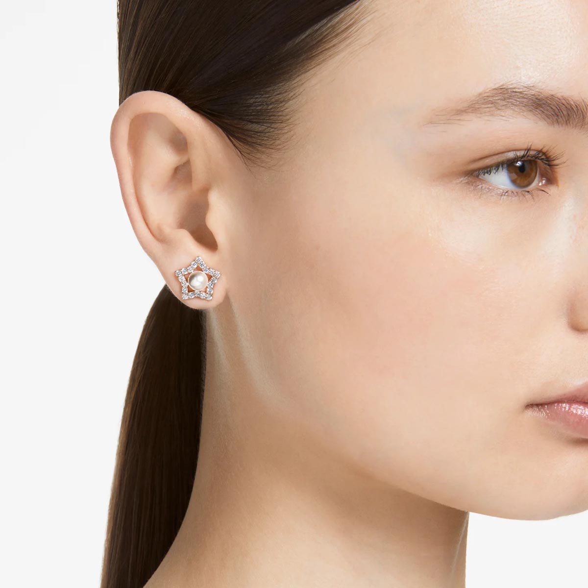 Swarovski Crystal Stella Pearl Star Stud Earrings