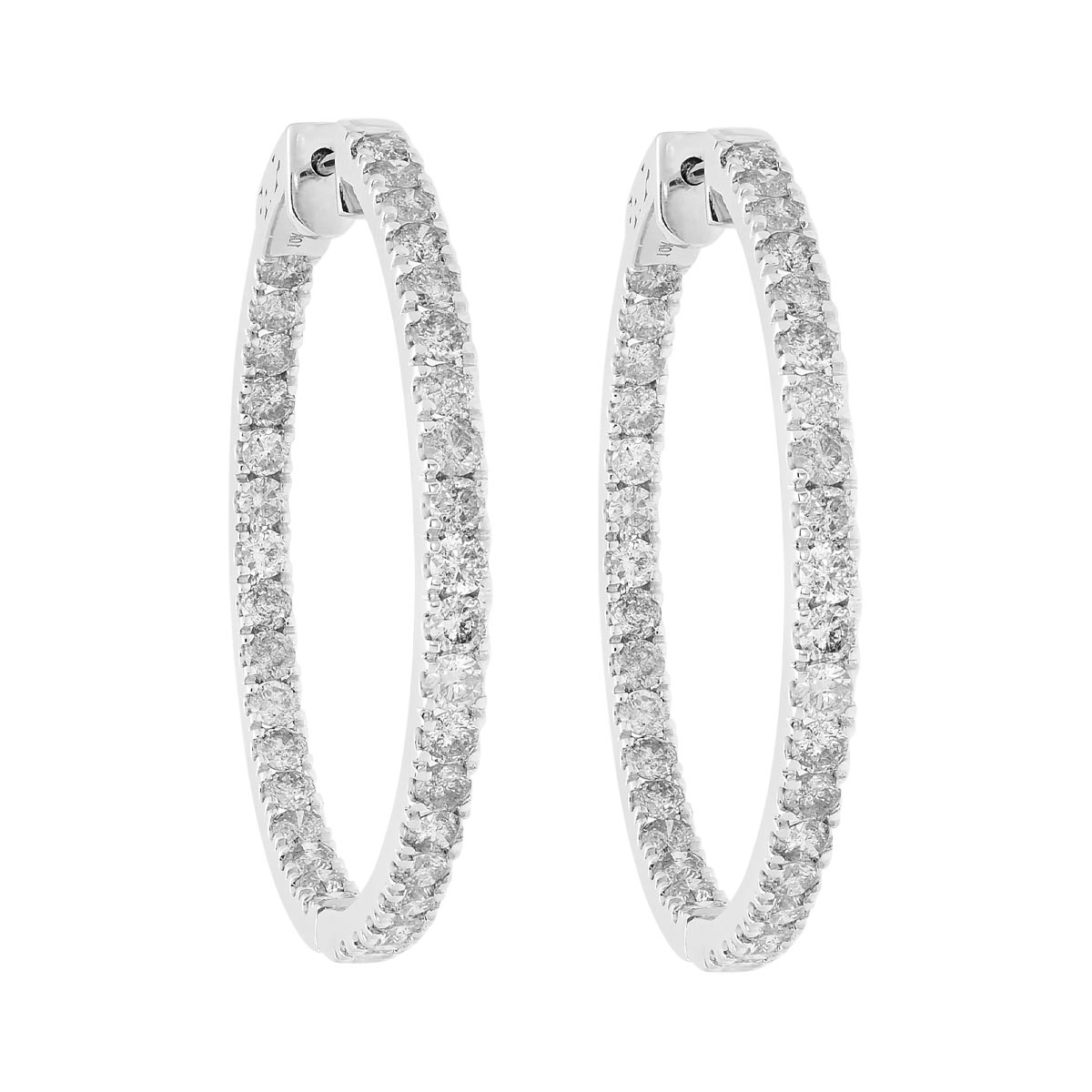 Diamond Hoop Earrings in 10kt White Gold (5ct tw)