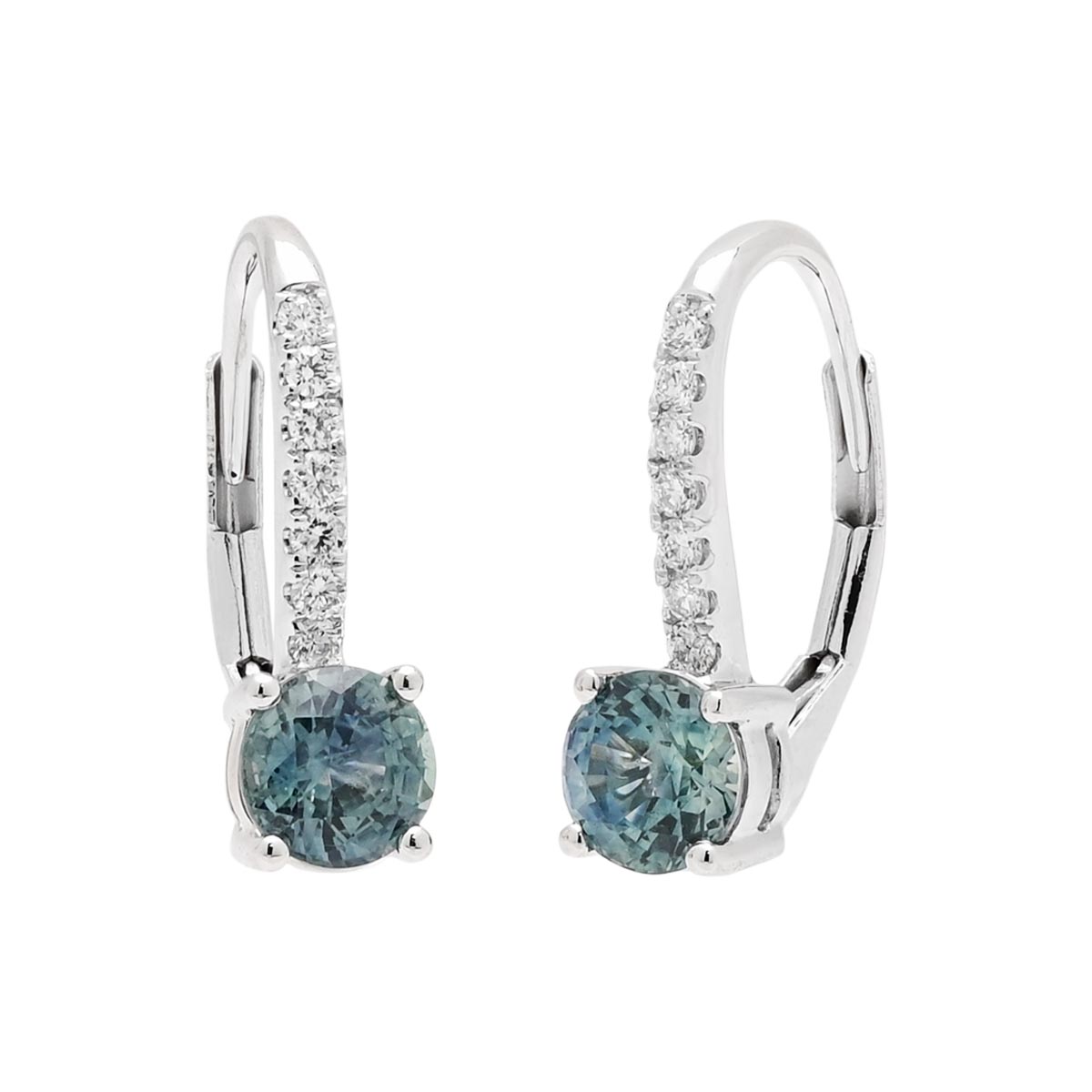 Montana Sapphire Dangle Earrings in 14kt White Gold with Diamonds (1/7ct tw)