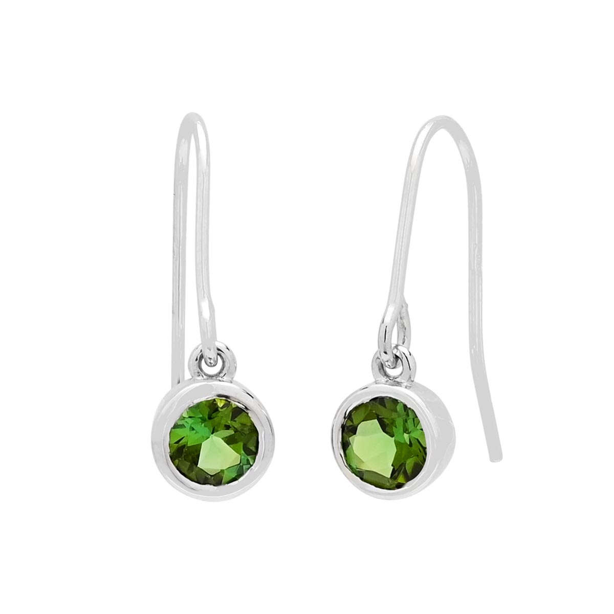 Green Tourmaline Drop Earrings in Sterling Silver