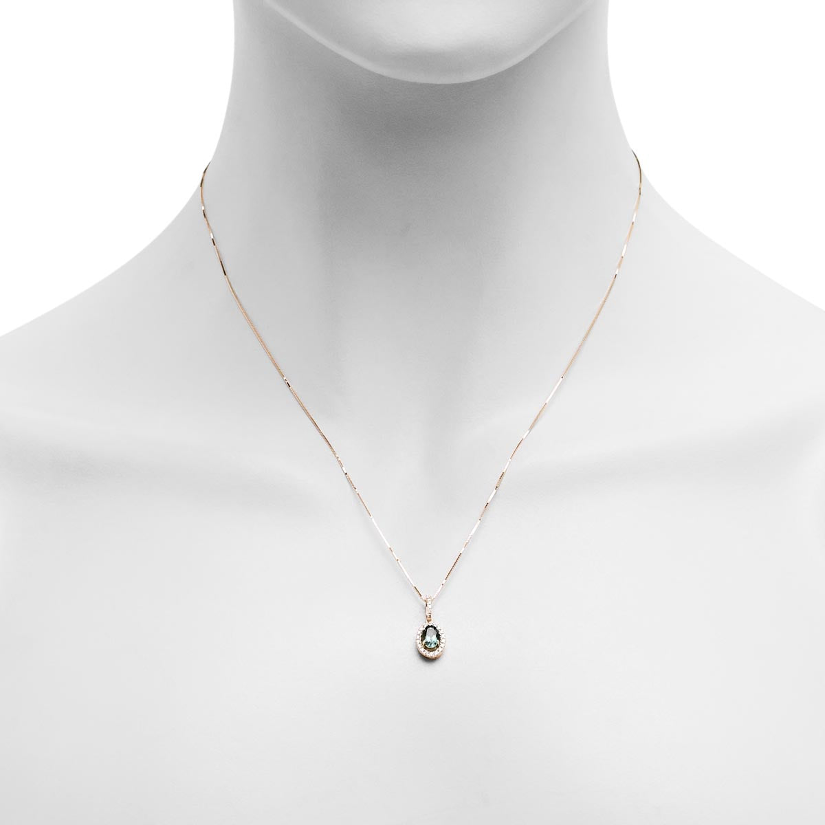 Maine Indicolite Tourmaline Necklace in 14kt Yellow Gold with Diamonds (1/10ct tw)