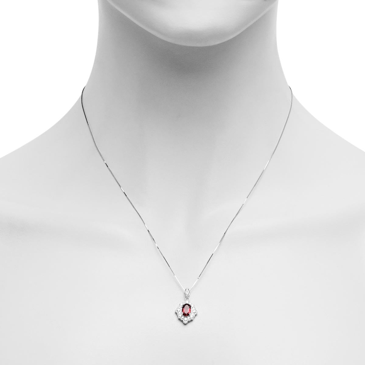 Maine Pink Tourmaline Oval Halo Necklace in 14kt White Gold with Diamonds (1/4ct tw)