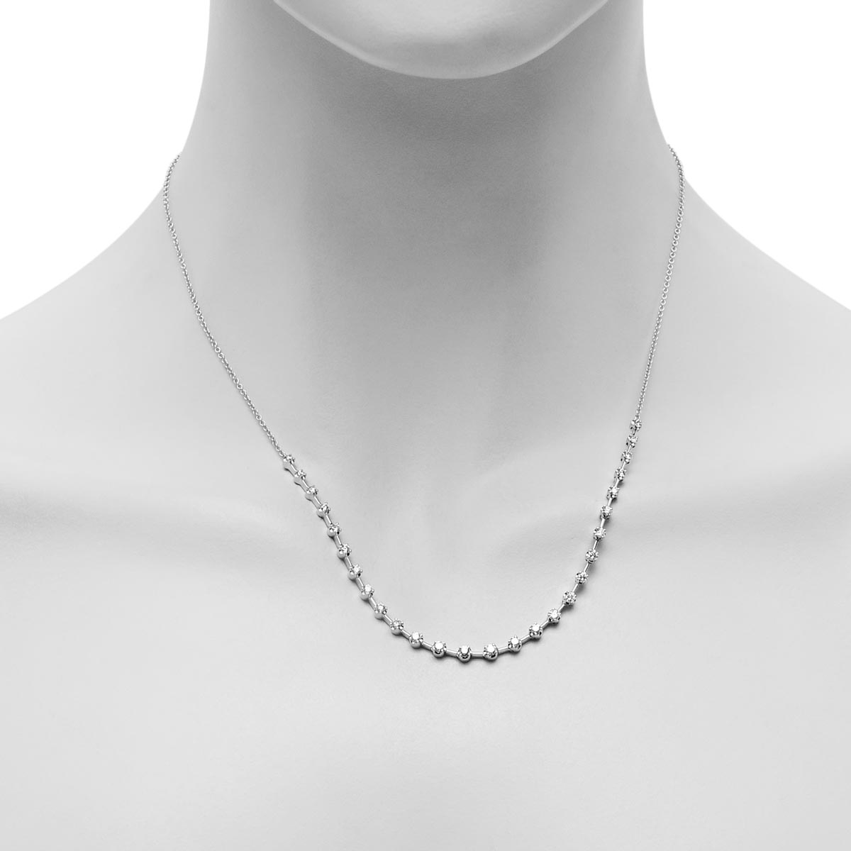 Diamond Station Necklace in 14kt White Gold (1ct tw)
