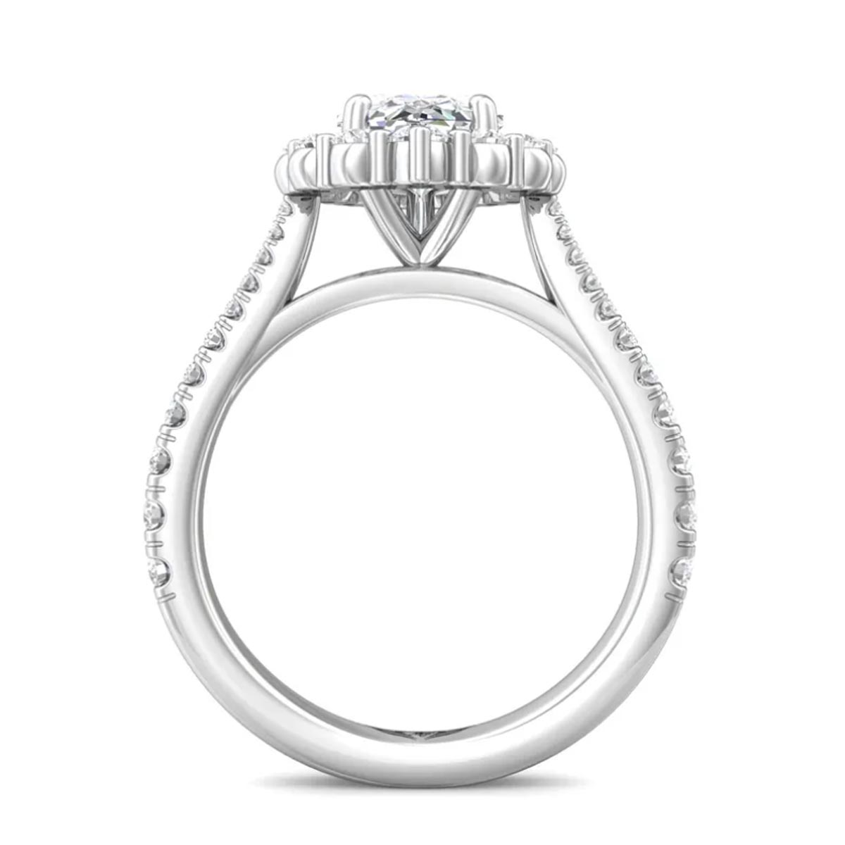 Martin Flyer Pear Shape Diamond Halo Engagement Ring in 14kt White Gold (1 5/8ct tw)