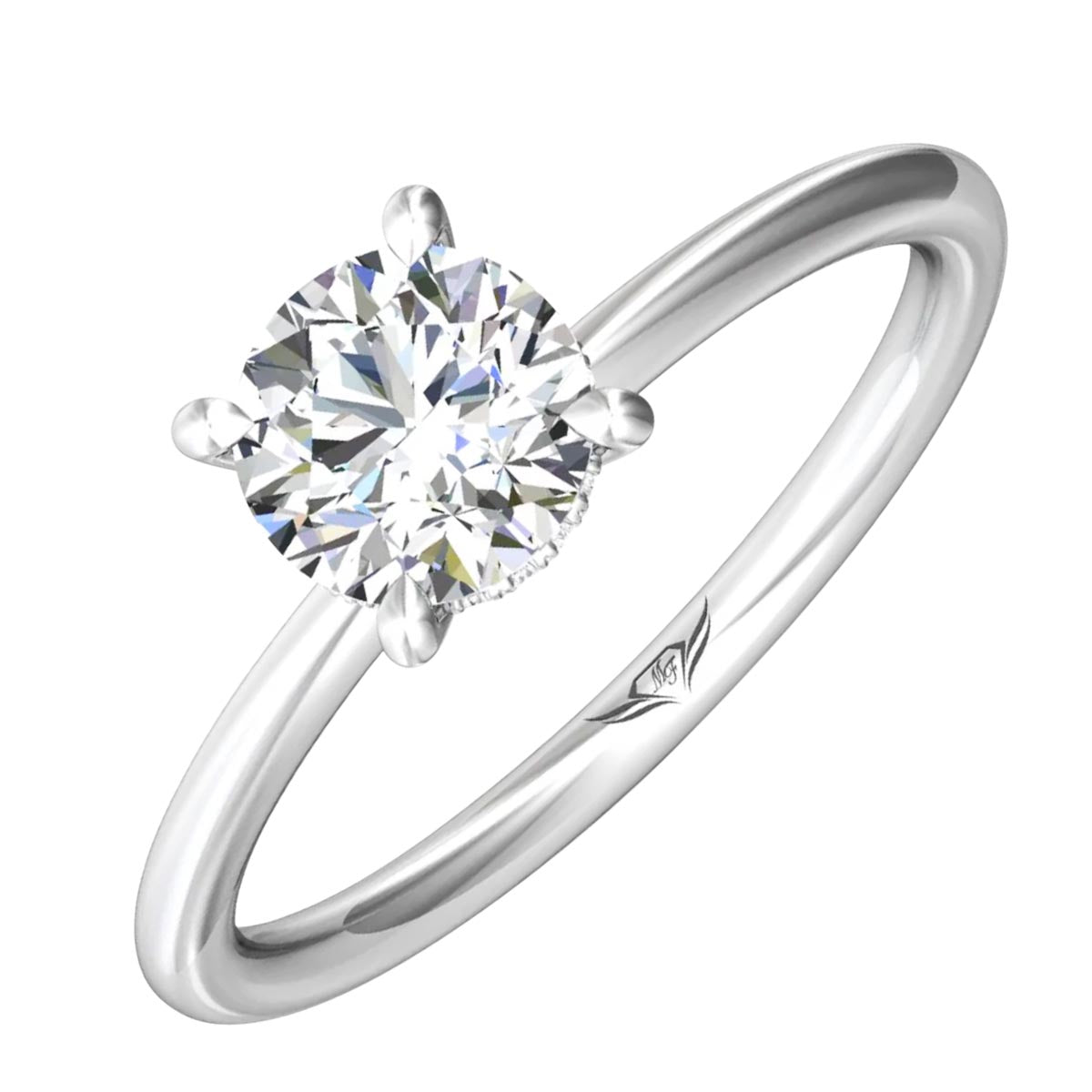 Martin Flyer Hidden Halo Diamond Engagement Ring Setting in Platinum (1/20ct tw)