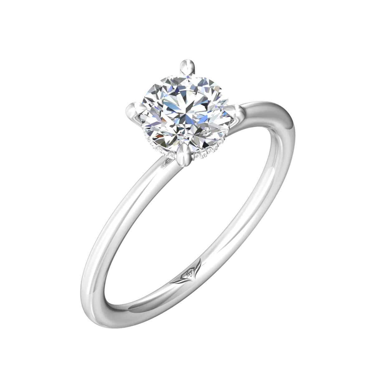 Martin Flyer Hidden Halo Diamond Engagement Ring Setting in Platinum (1/20ct tw)