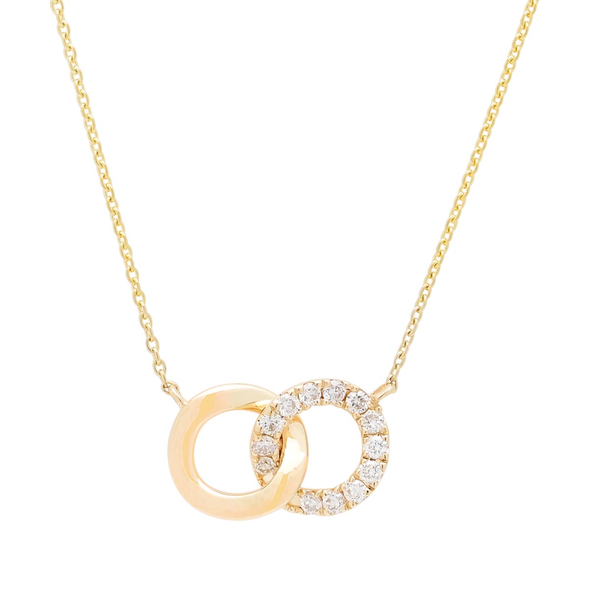 Diamond Interlocking Circle Necklace in 14kt Yellow Gold (1/7ct tw)