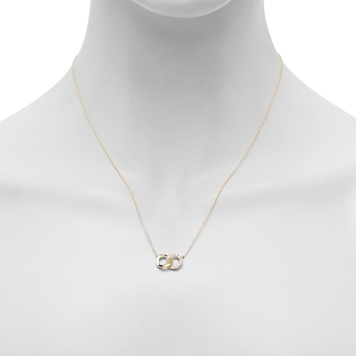 Diamond Interlocking Circle Necklace in 14kt Yellow Gold (1/7ct tw)