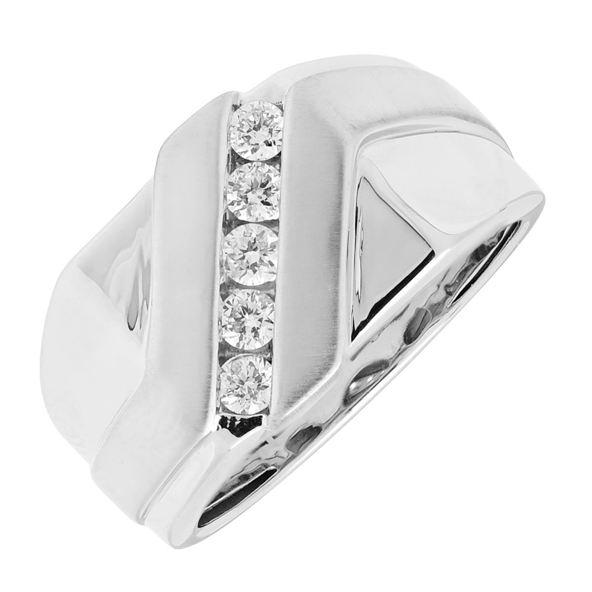 Mens Diamond Channel Band in 10kt White Gold (1/3ct tw)
