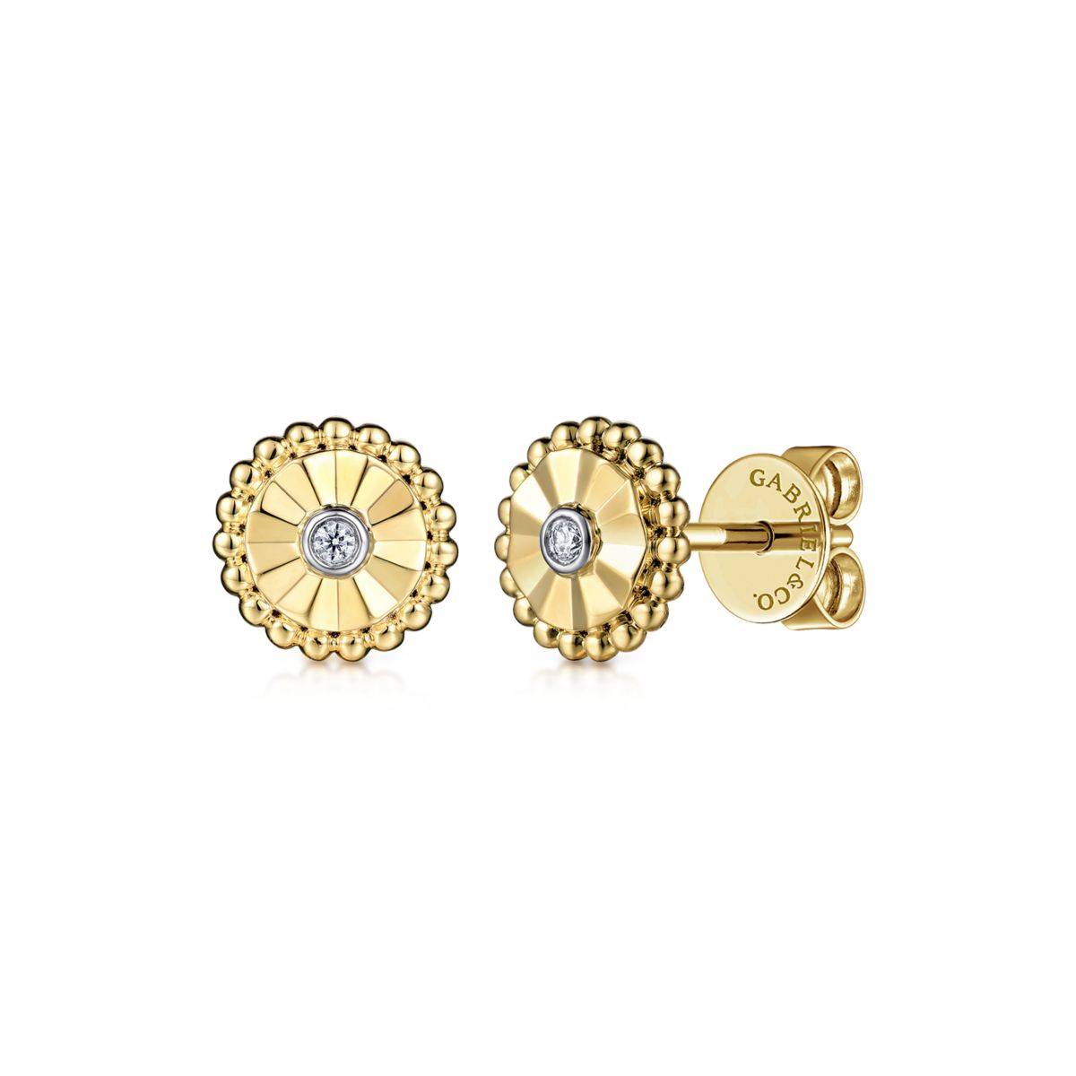Gabriel Bujukan Collection Diamond Bezel Stud Earrings in 14kt Yellow and White Gold (.02ct tw)