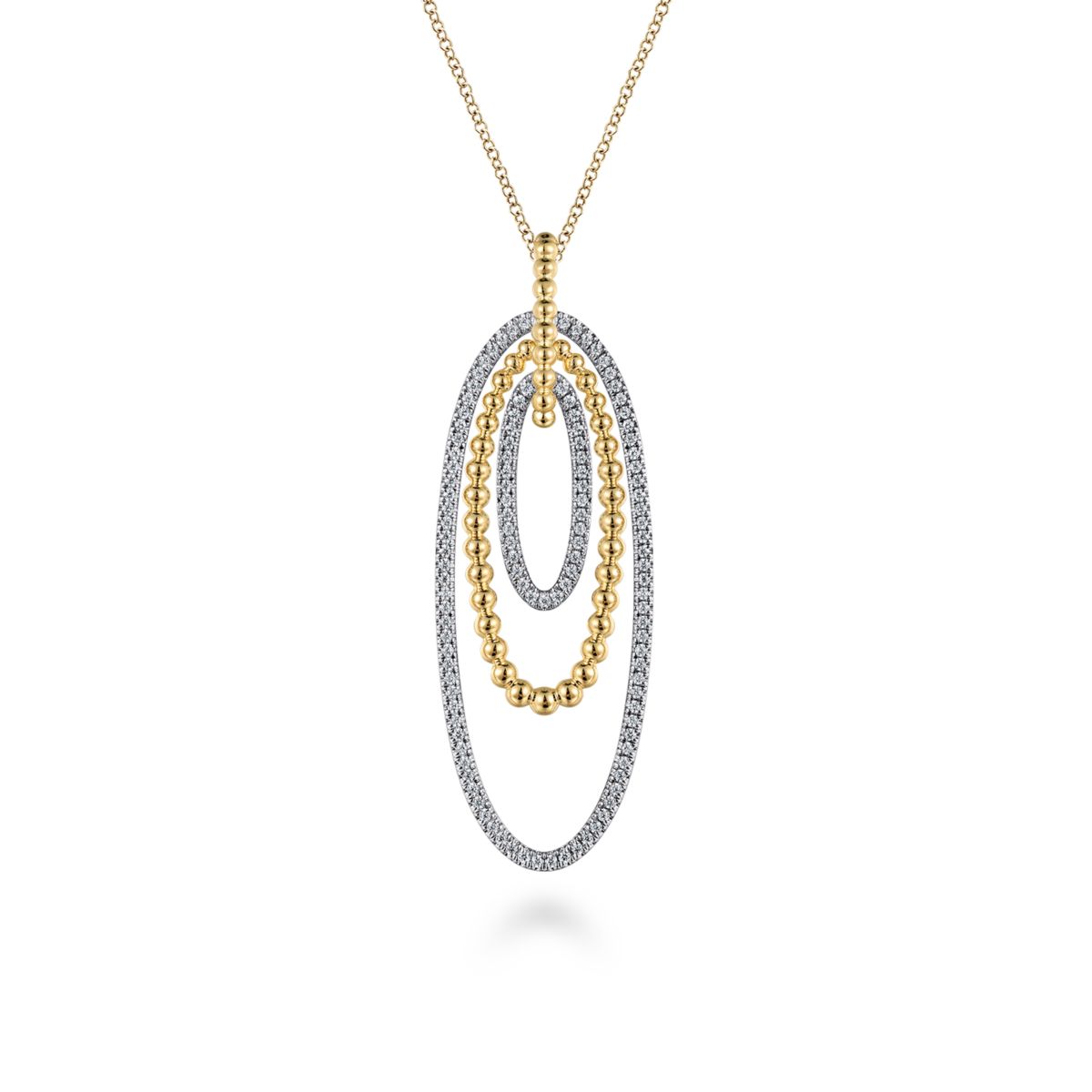 Gabriel Bujukan Collection Diamond Oval Necklace in 14kt Yellow and White Gold (1/2ct tw)