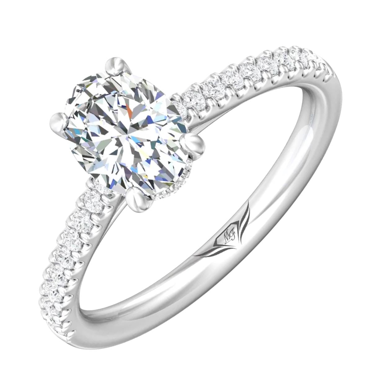 Martin Flyer Oval Diamond Engagement Ring Setting in 14kt White Gold (1/3ct tw)