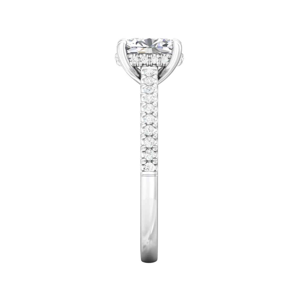 Martin Flyer Oval Diamond Engagement Ring Setting in 14kt White Gold (1/3ct tw)