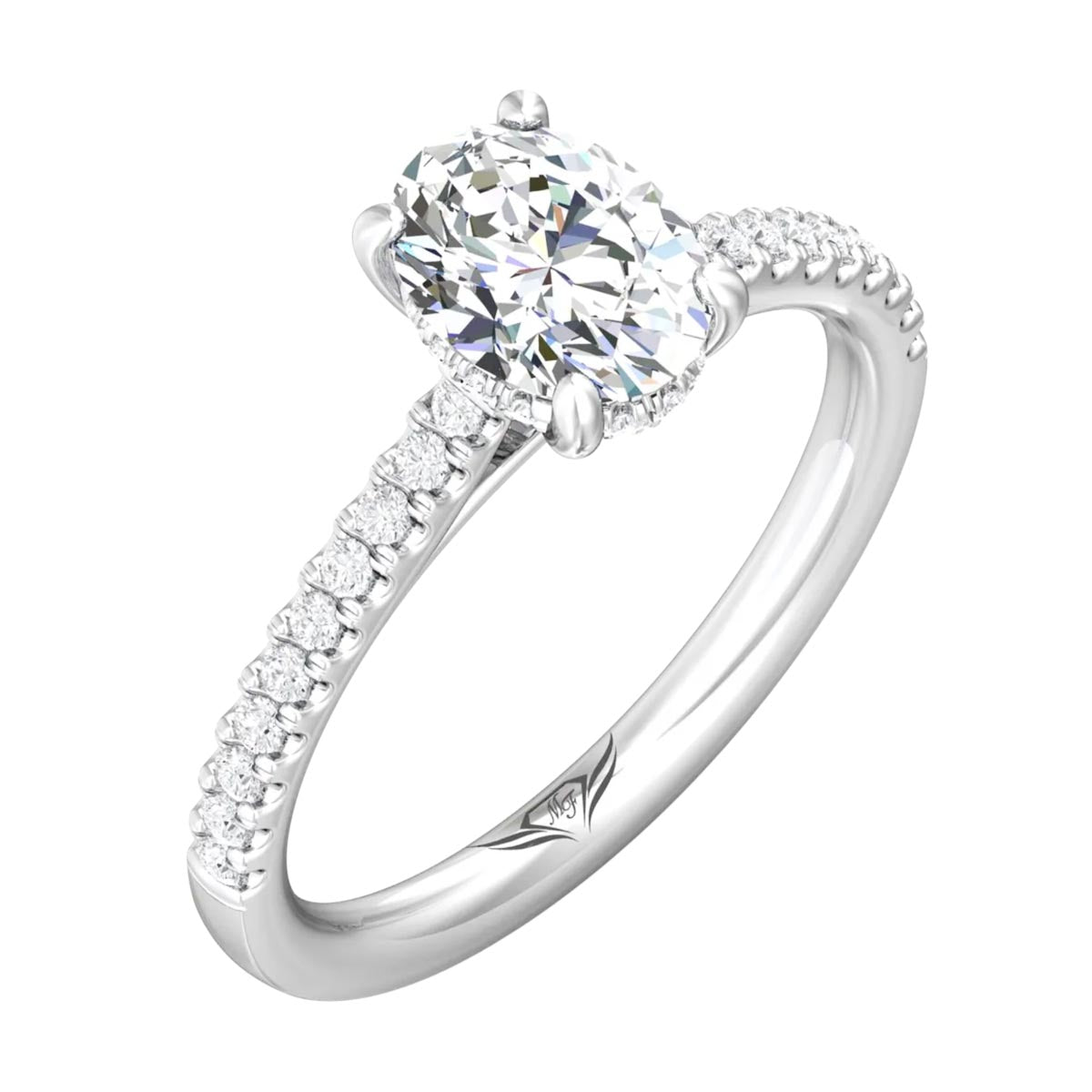 Martin Flyer Oval Diamond Engagement Ring Setting in 14kt White Gold (1/3ct tw)