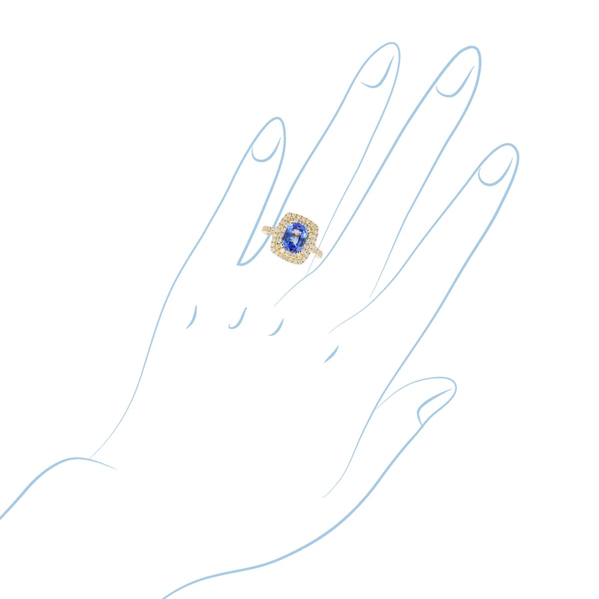 Sapphire Ring in 18kt Yellow Gold with Diamonds (3/4ct tw)