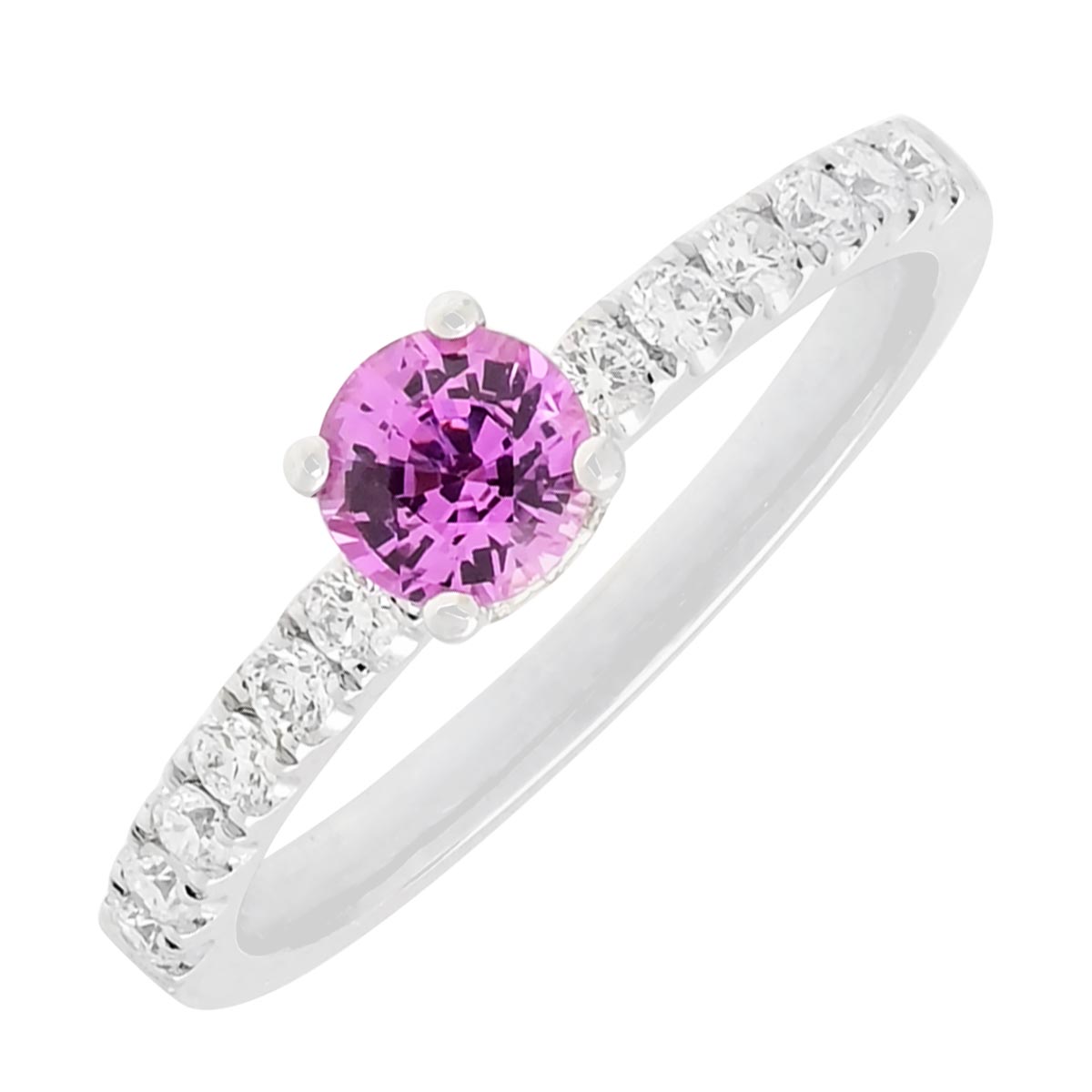 Pink Sapphire Ring in 14kt White Gold with Diamonds (1/3ct tw)