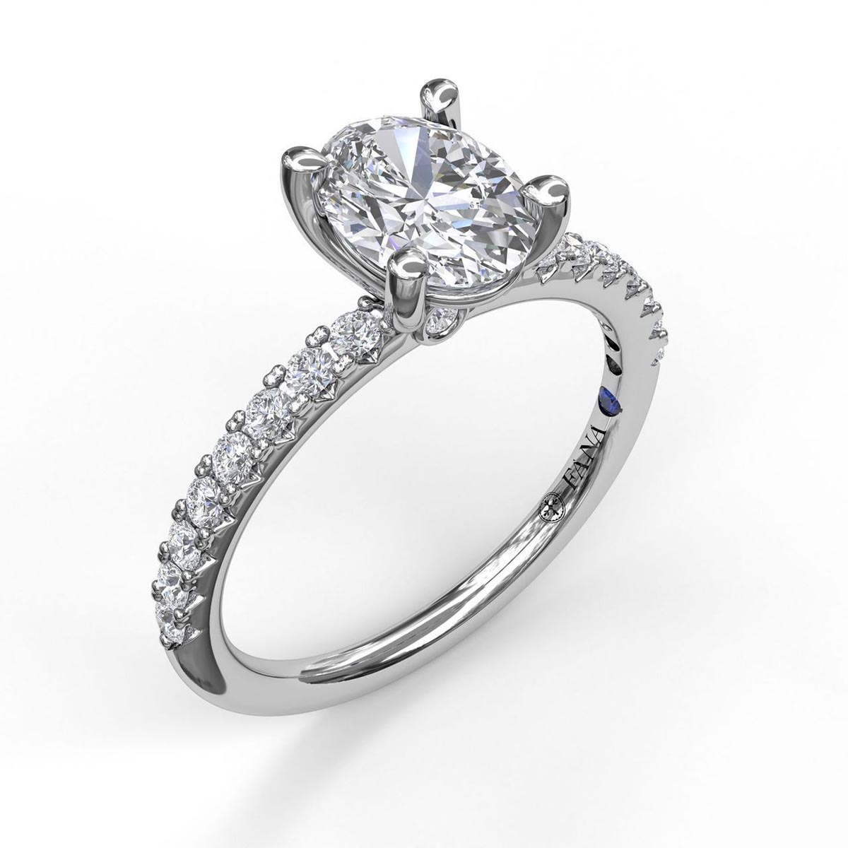 Fana Classic Oval Diamond Engagement Ring Setting in 14kt White Gold (1/3ct tw)