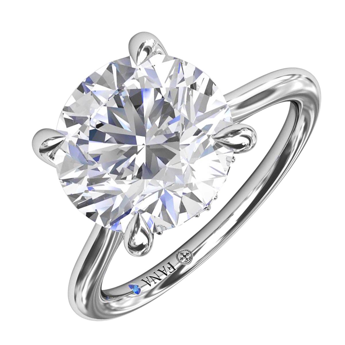 Fana Solitaire Diamond Hidden Halo Engagement Ring Setting in 14kt White Gold (1/10ct tw)