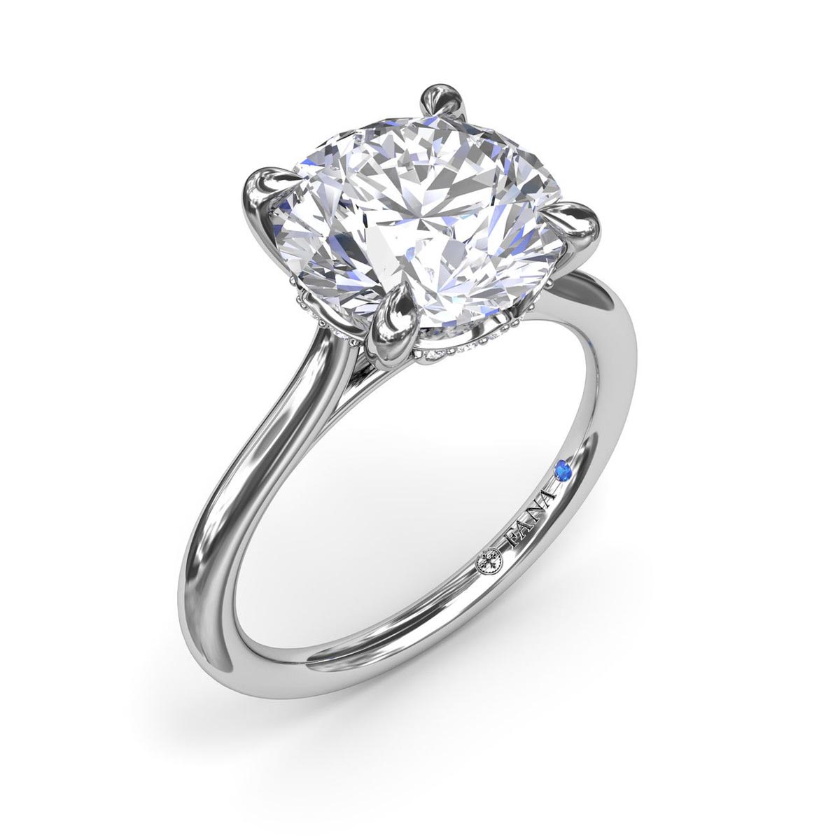 Fana Solitaire Diamond Hidden Halo Engagement Ring Setting in 14kt White Gold (1/10ct tw)