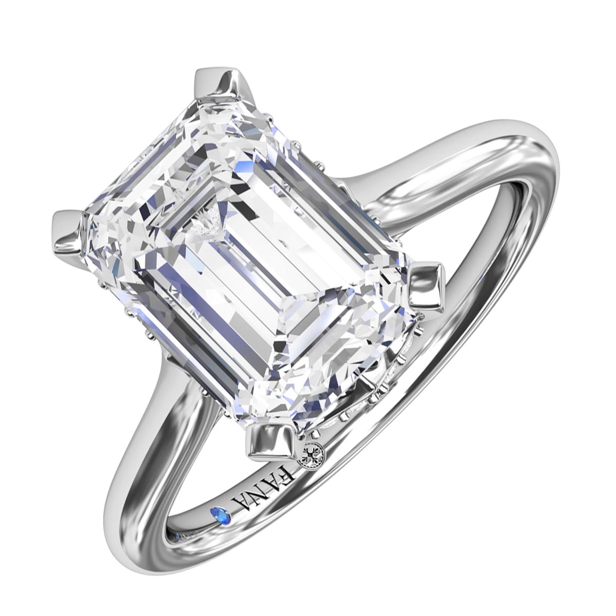 Fana Radiant Cut Solitaire Diamond Engagement Ring Setting in 14kt White Gold (1/10ct tw)