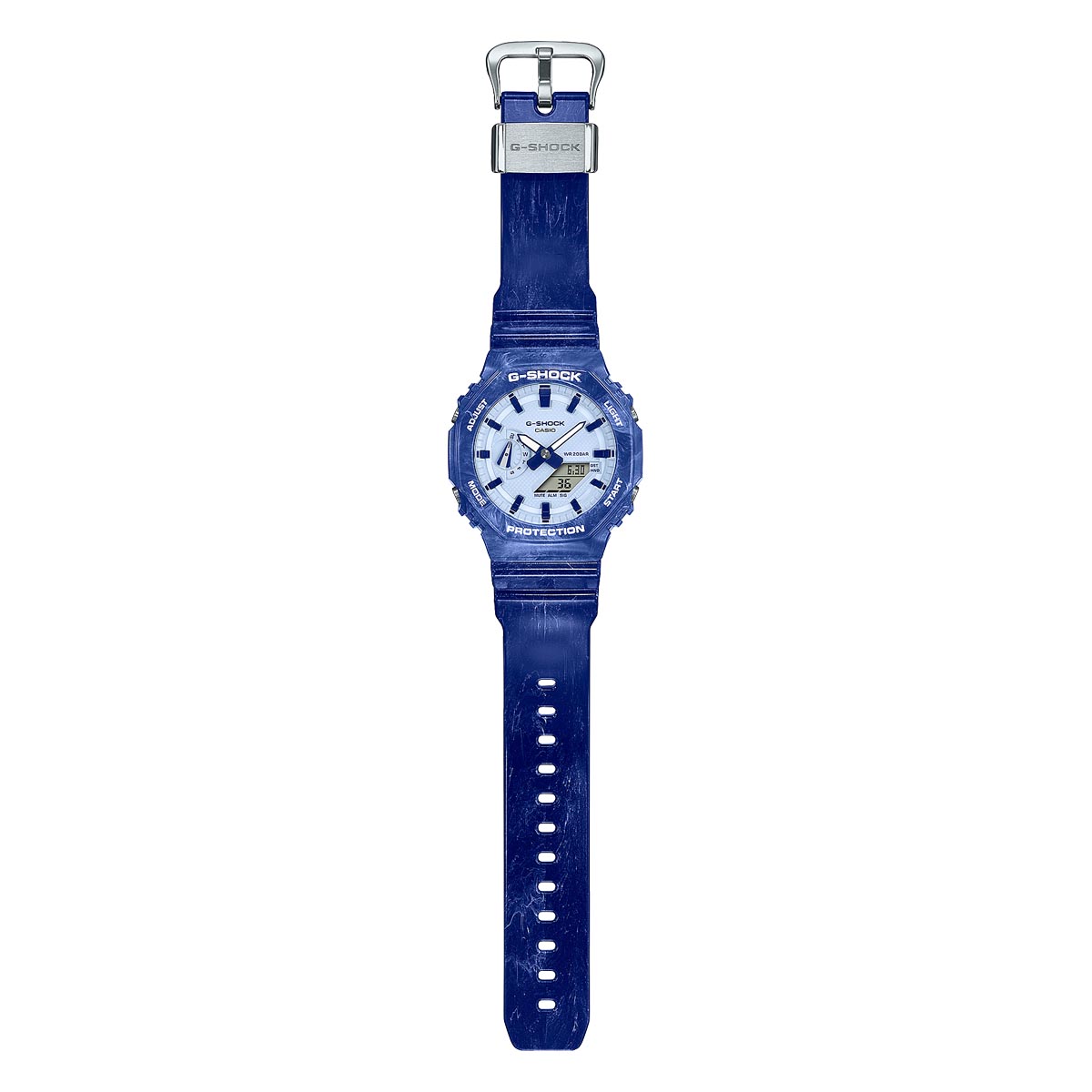 Gshock Mens Watch with White Dial and Blue Resin Band (quartz movement)