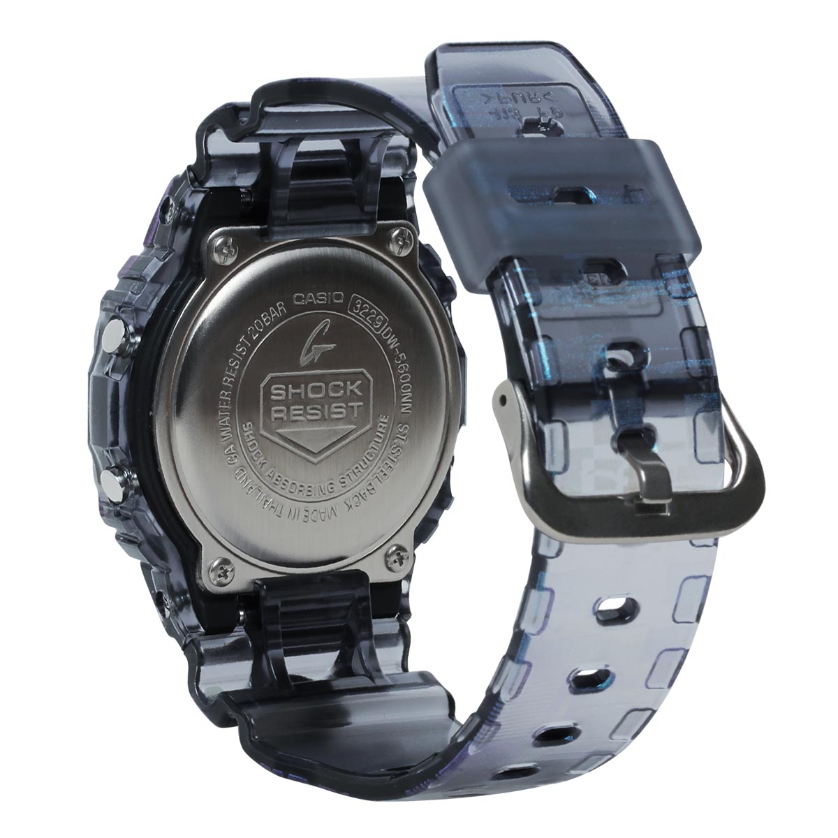 G Shock Mens Watch with Multi Colored Dial and Iridescent Translucent Strap (quartz movement)
