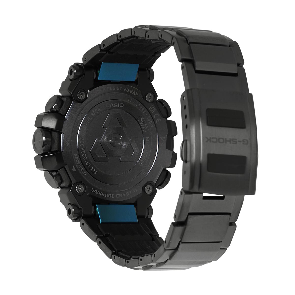 G Shock MT-G Series Mens Watch with Black Dial and Black and Green Stainless Steel Bracelet (solar movement)