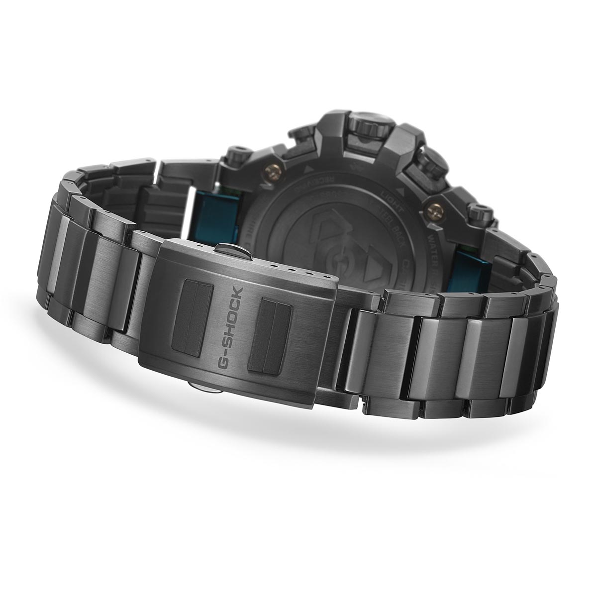 G Shock MT-G Series Mens Watch with Black Dial and Black and Green Stainless Steel Bracelet (solar movement)