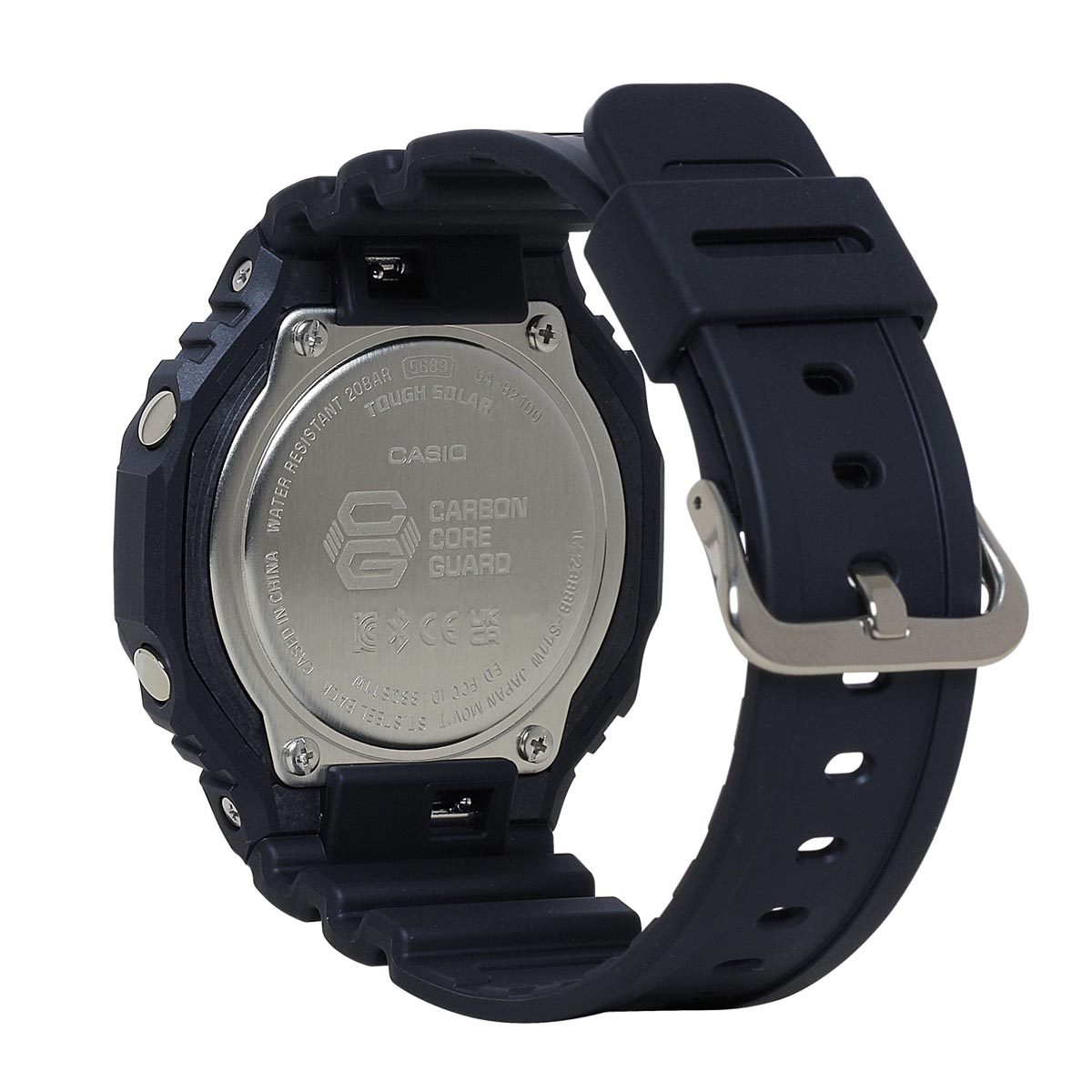 G Shock 2100 Series Mens Watch with Black Dial and Black Resin Strap (solar movement)