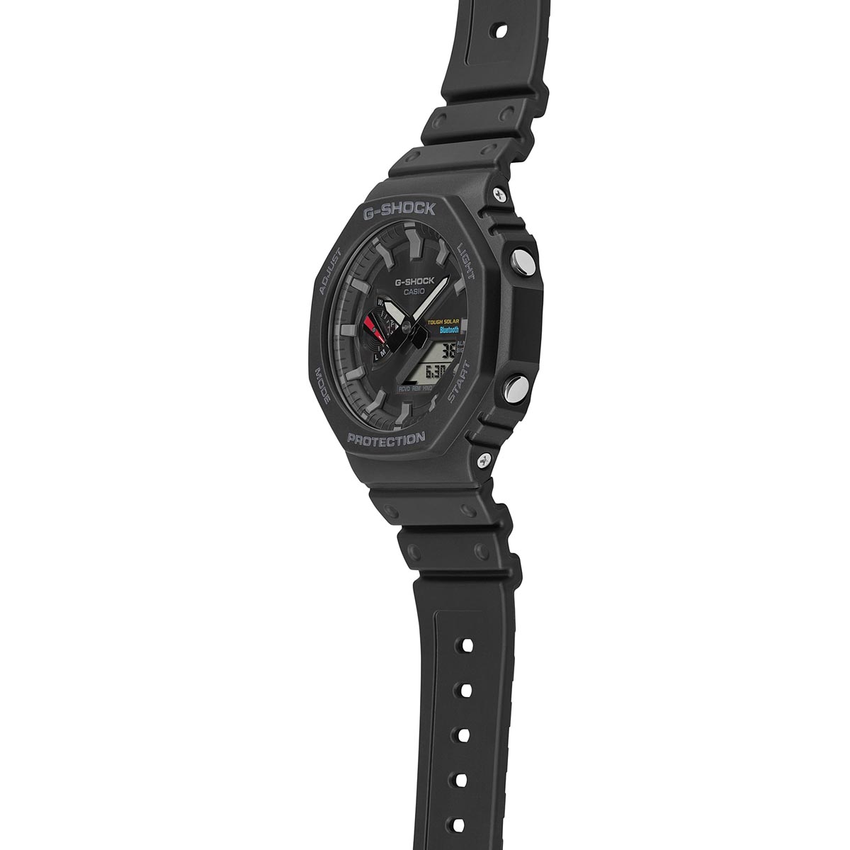 G Shock 2100 Series Mens Watch with Black Dial and Black Resin Strap (solar movement)