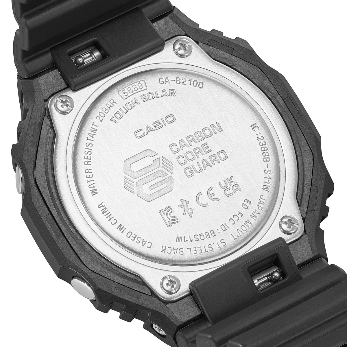 G Shock 2100 Series Mens Watch with Black Dial and Black Resin Strap (solar movement)