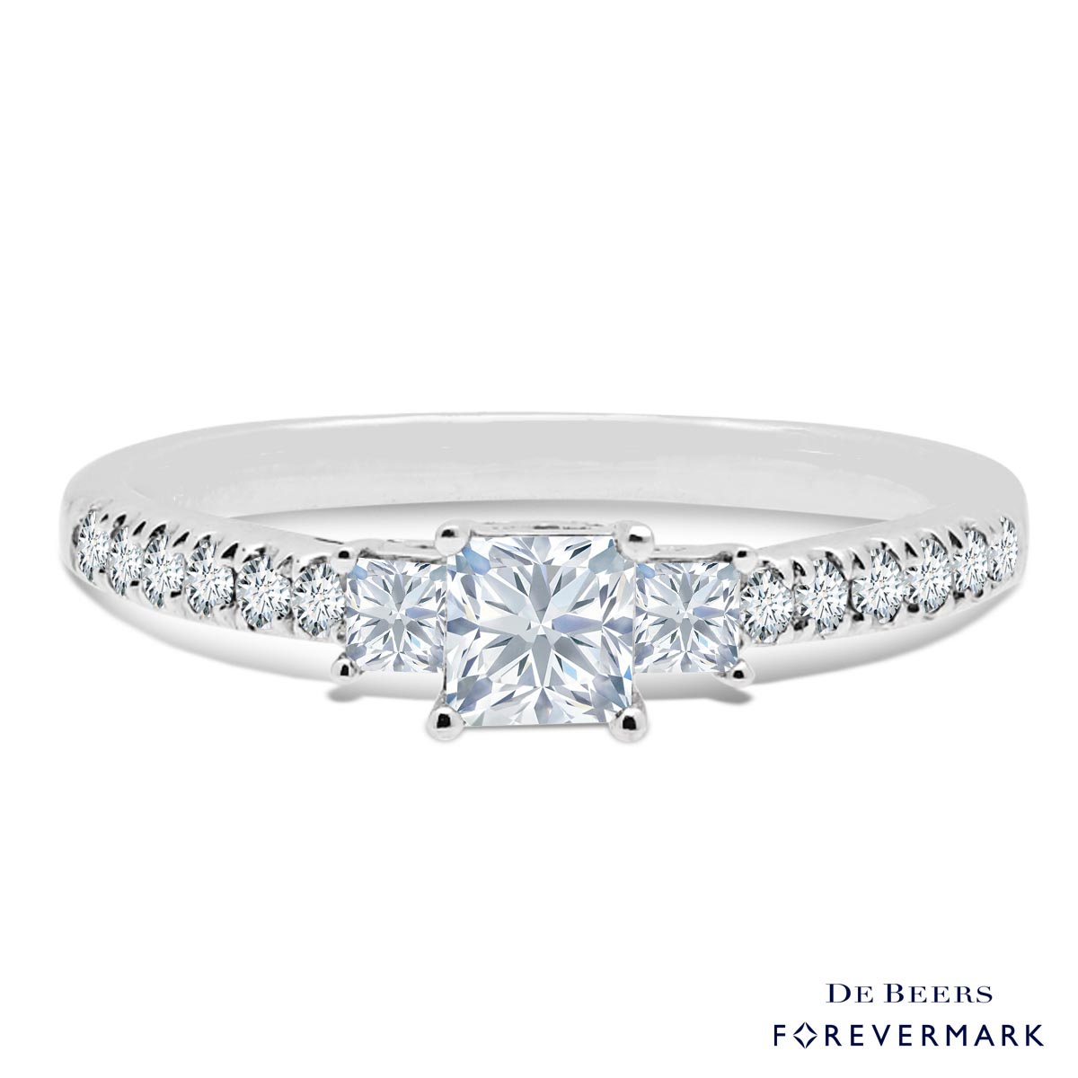 De Beers Forevermark Three Stone Diamond Engagement Ring in 18kt White Gold (5/8ct tw)