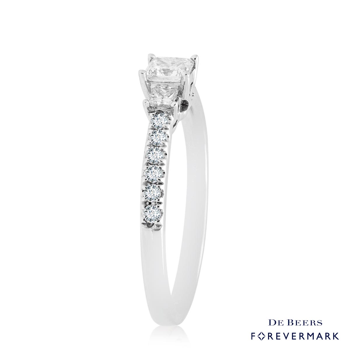 De Beers Forevermark Three Stone Diamond Engagement Ring in 18kt White Gold (5/8ct tw)