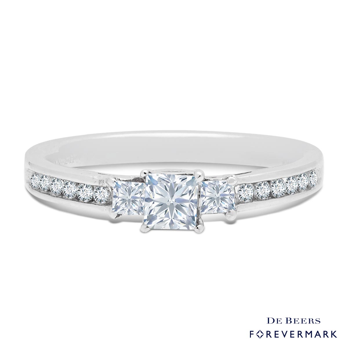 De Beers Forevermark Three Stone Diamond Ring in 18kt White Gold (1/2ct tw)