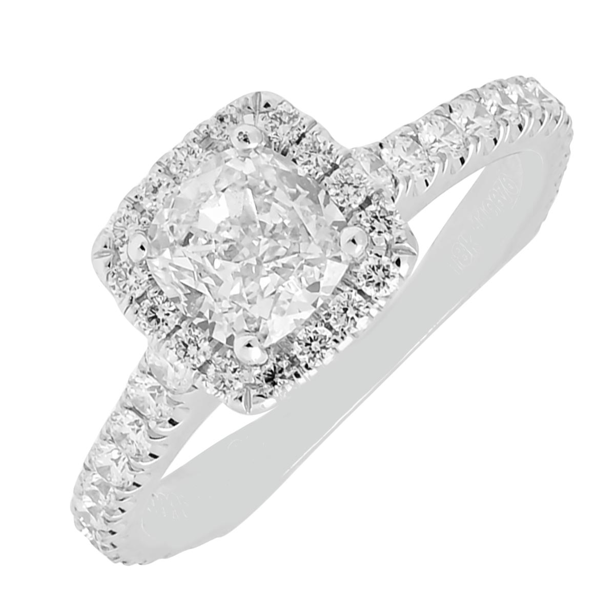 Cushion Cut Diamond Halo Engagement Ring in 18kt White Gold (1 5/8ct tw)