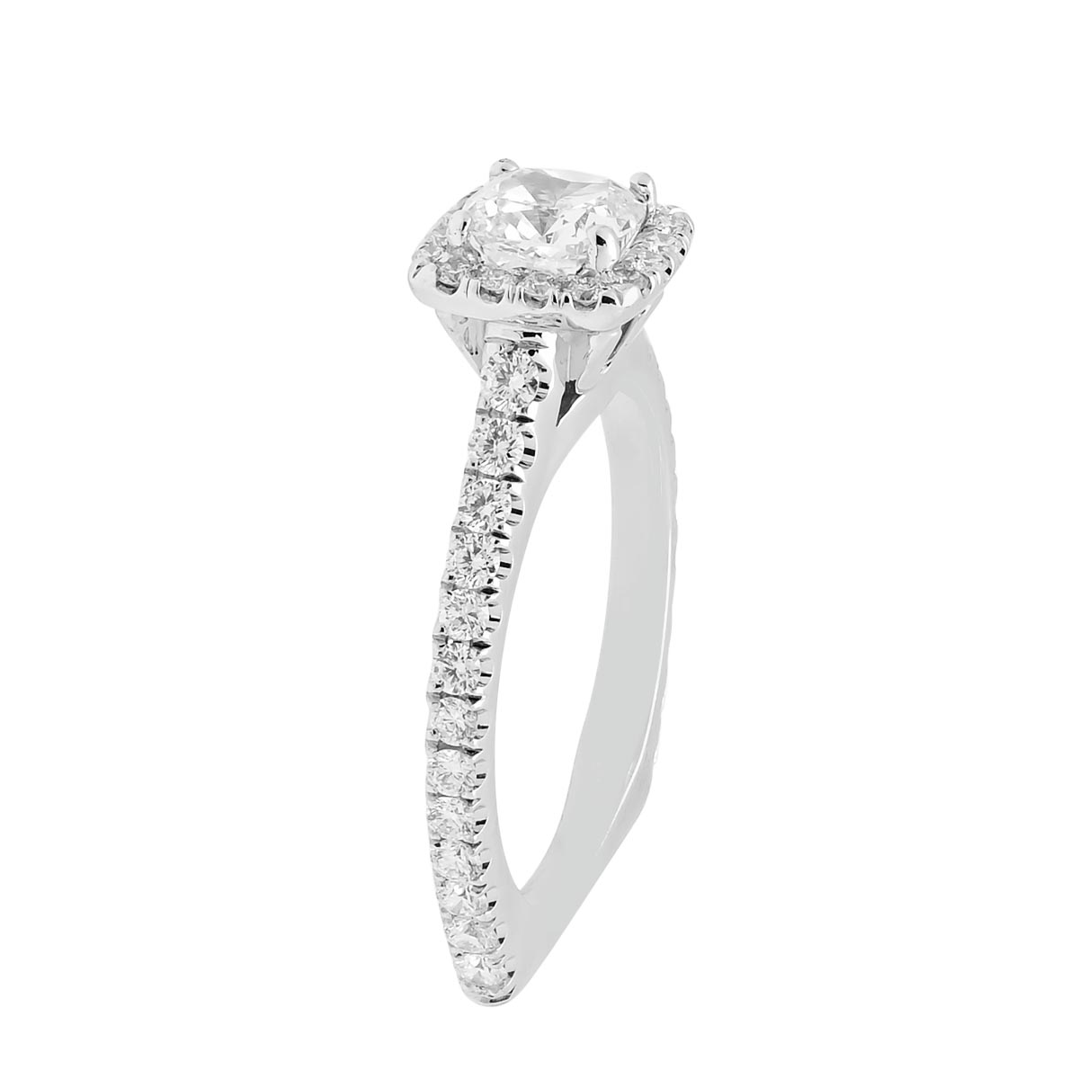 Cushion Cut Diamond Halo Engagement Ring in 18kt White Gold (1 5/8ct tw)