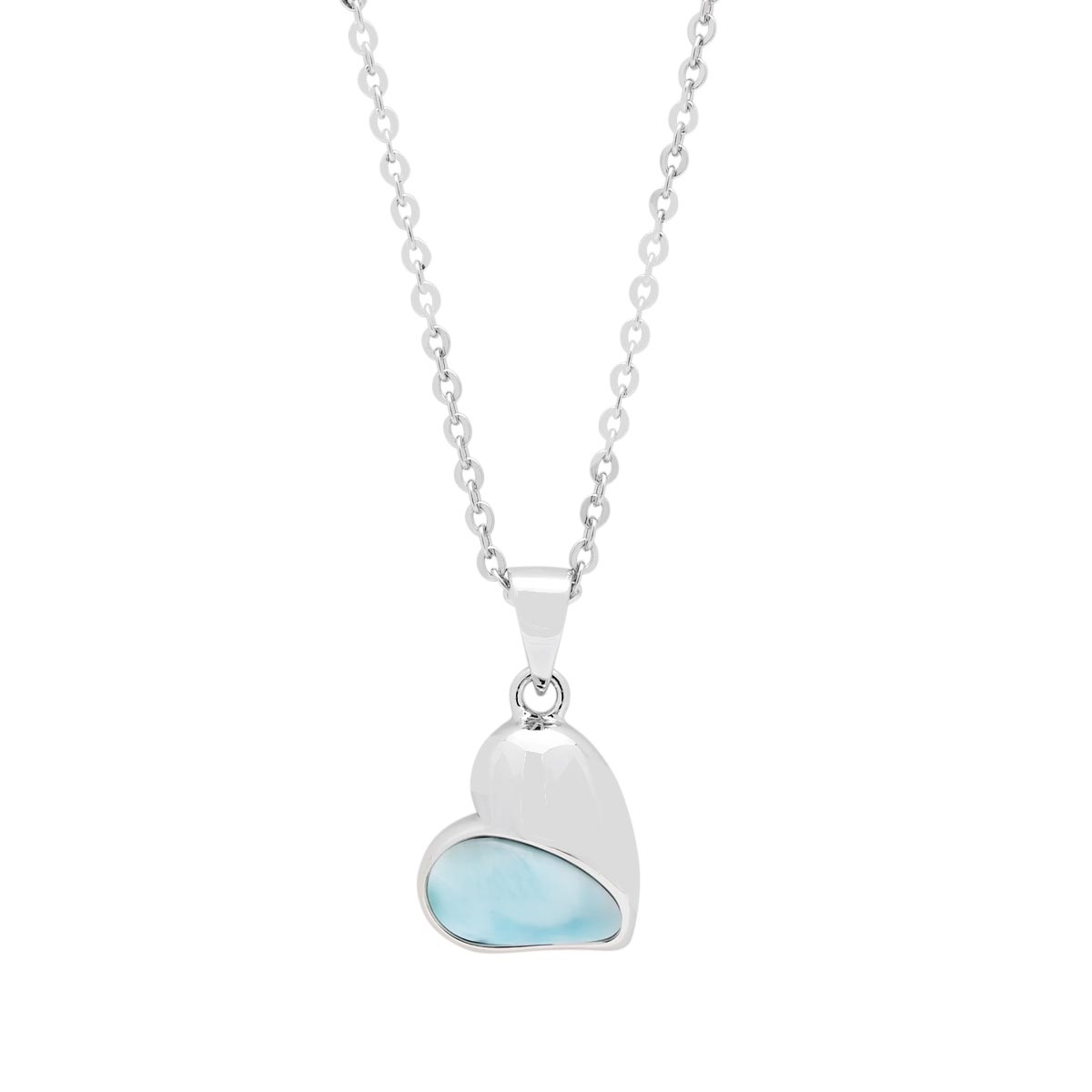 Alamea Larimar Heart Necklace in Sterling Silver