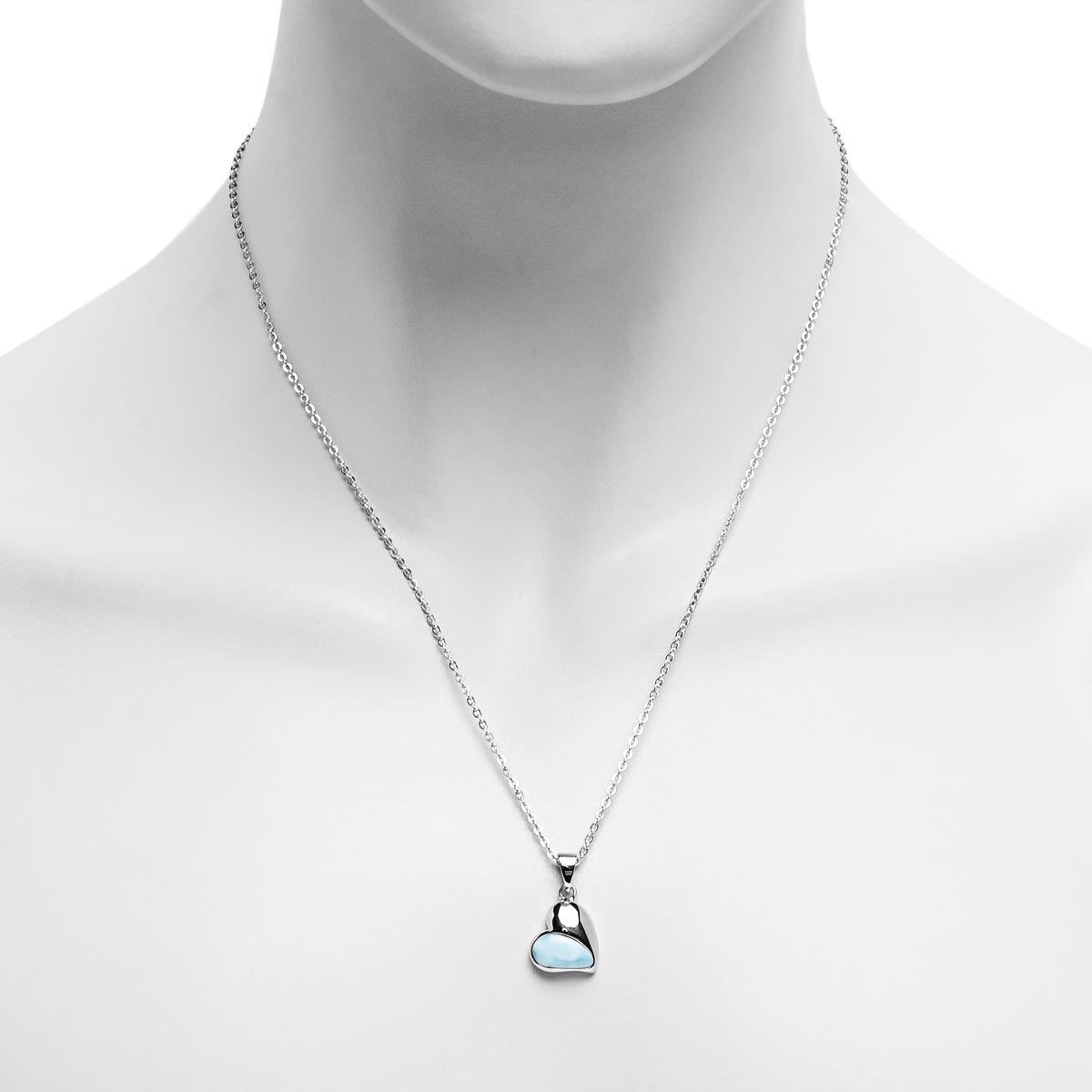 Alamea Larimar Heart Necklace in Sterling Silver