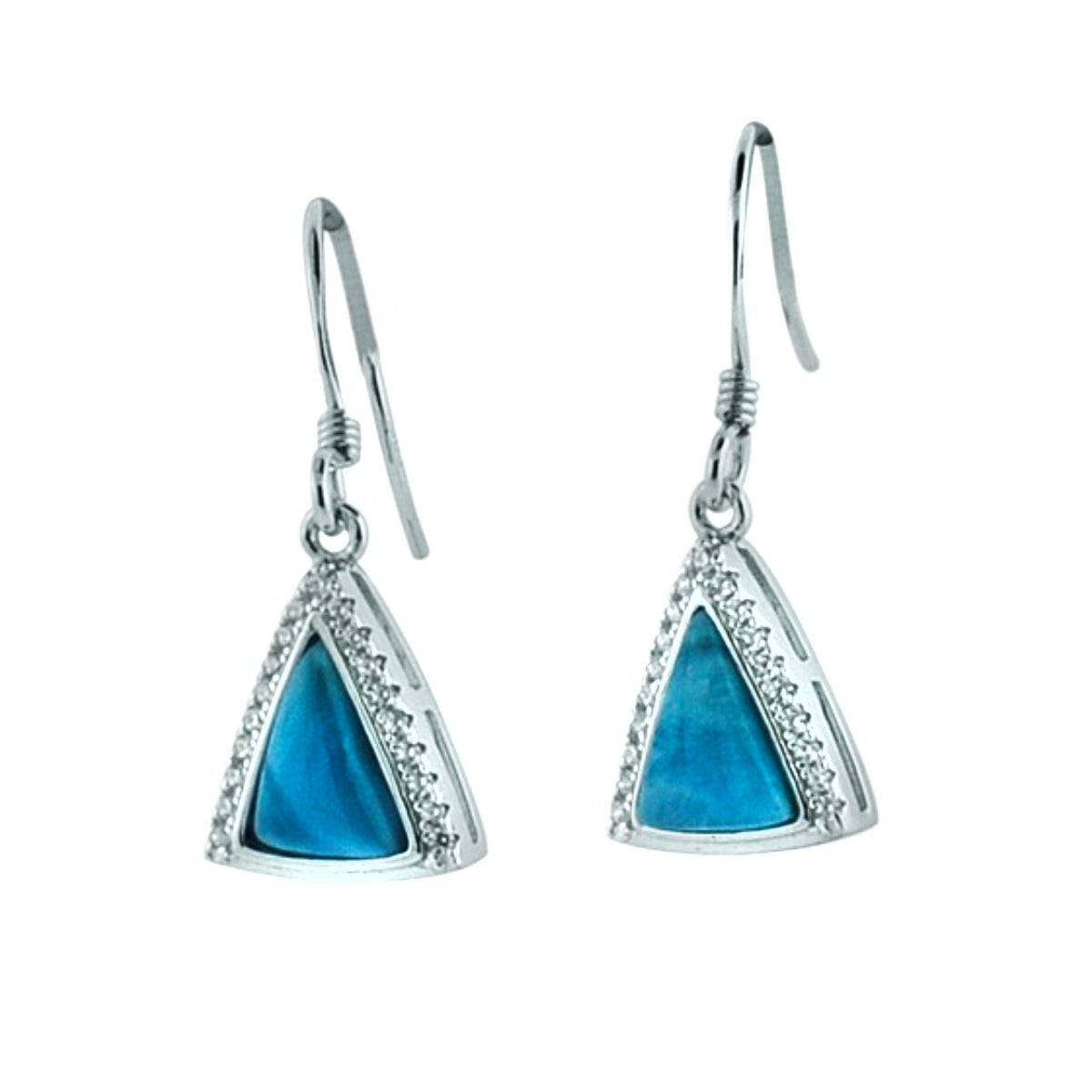 Alamea Larimar Drop Earrings in Sterling Silver with Cubic Zirconia